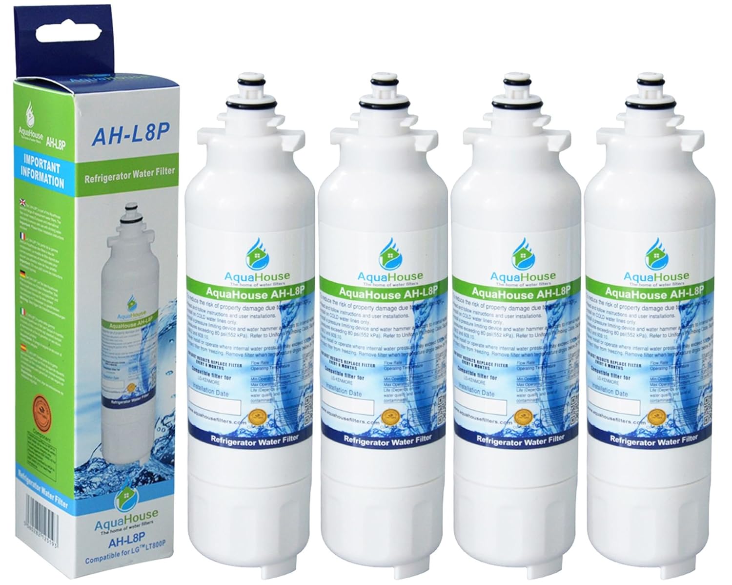 4x AquaHouse AH-L8P filtro de agua compatibles para LG nevera LG ...