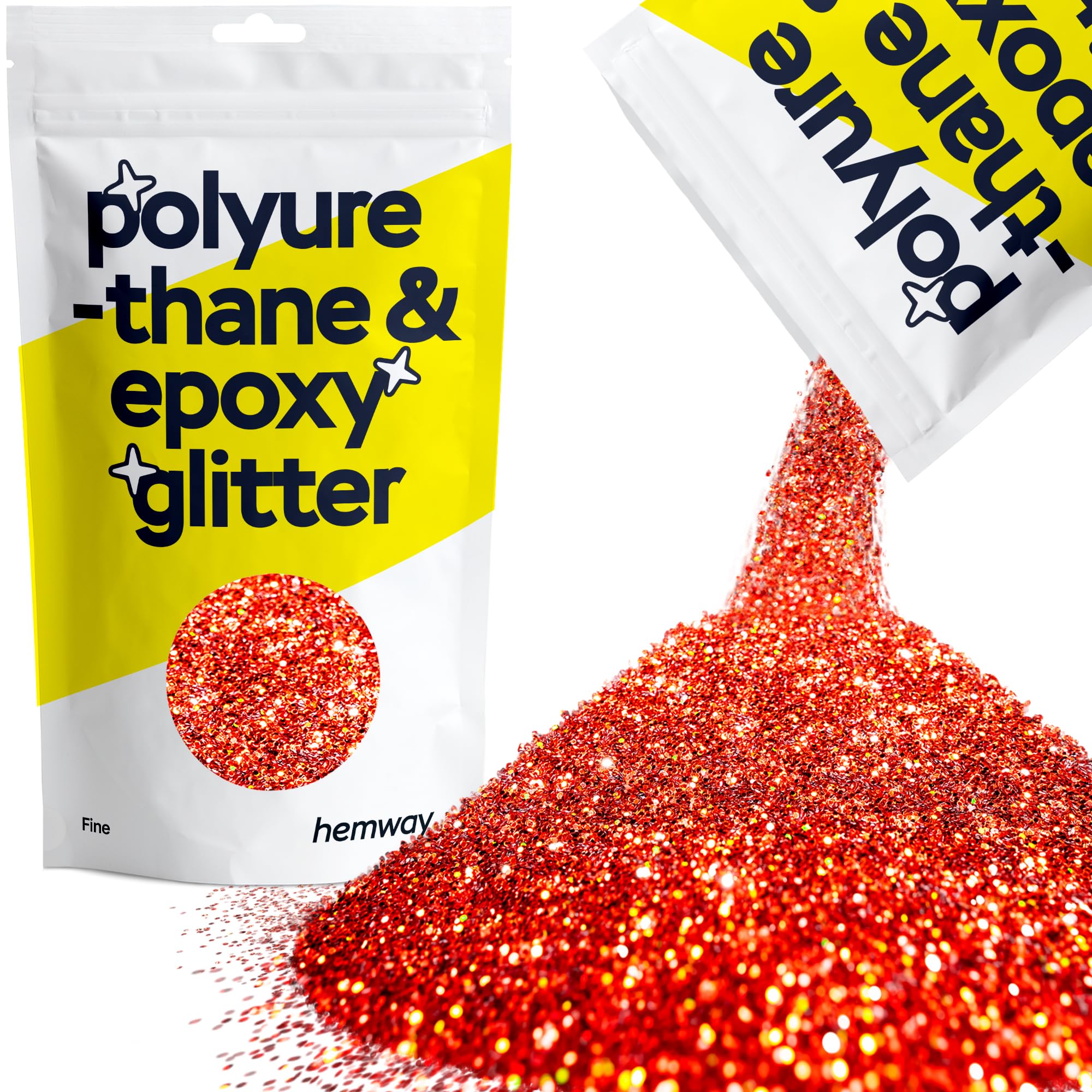 Hemway Resin Glitter Red Holographic 100g Fine | Polyurethane & Epoxy Glitter for Resin Crafts, Tumblers, Coasters, Floor & Table Art