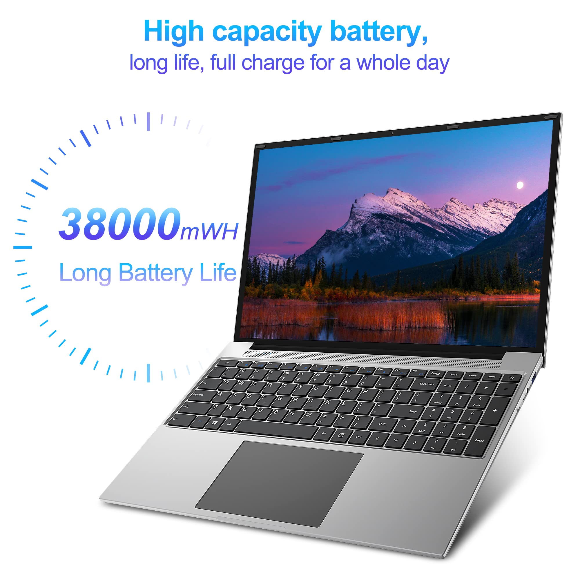 jumper 16 Inch Laptop, 16GB RAM 512GB SSD, Quad-Core Intel Celeron N5095, FHD IPS 1920x1200 Screen, Laptops Computer with Four Stereo Speakers, Cooling System, 38WH Battery, Numeric Keypad.