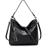 YALUXE Women's Genuine Leather Hobo Handbags Purses Shoulder Bags Crossbody Bags with Multiple Pockets