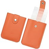 PATIKIL 2Pcs Slim Minimalist Wallet, Leather Pull-Out Front Pocket Wallets Credit Card Holder for Women and Men, Orange