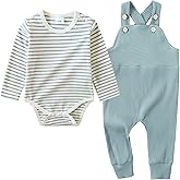 YUEMION Baby Boy Clothes Newborn Infant Boy Outfits 2Pcs Stripe Top Romper Pants Set 0-24 Months Overalls Toddler Boy Clothes