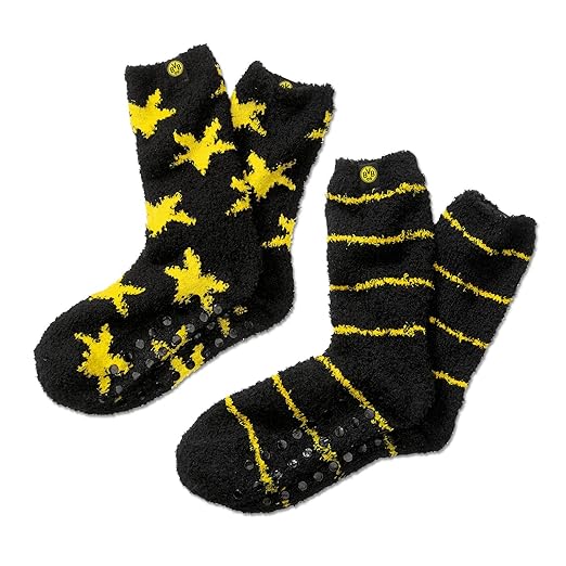 Borussia Dortmund Kuschelsocken, Schwarzgelb, Polyester, Sternchen, gestreift (schwarz, gelb)