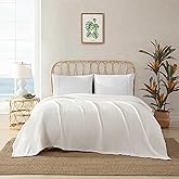 Tommy Bahama - Full/Queen Blanket, Ultra Soft Organic Woven Bedding, Coastal Inspired Bedding Essentials (Sandline White, Full/Queen)