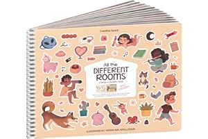All The Different Rooms Fashion Sticker + Coloring Book for Girls and Boys (500+ Stickers & 12 Scenes) by Cupkin - Side by Side Activity Book Design - Sticker + Coloring Books for Kids Ages 8-10