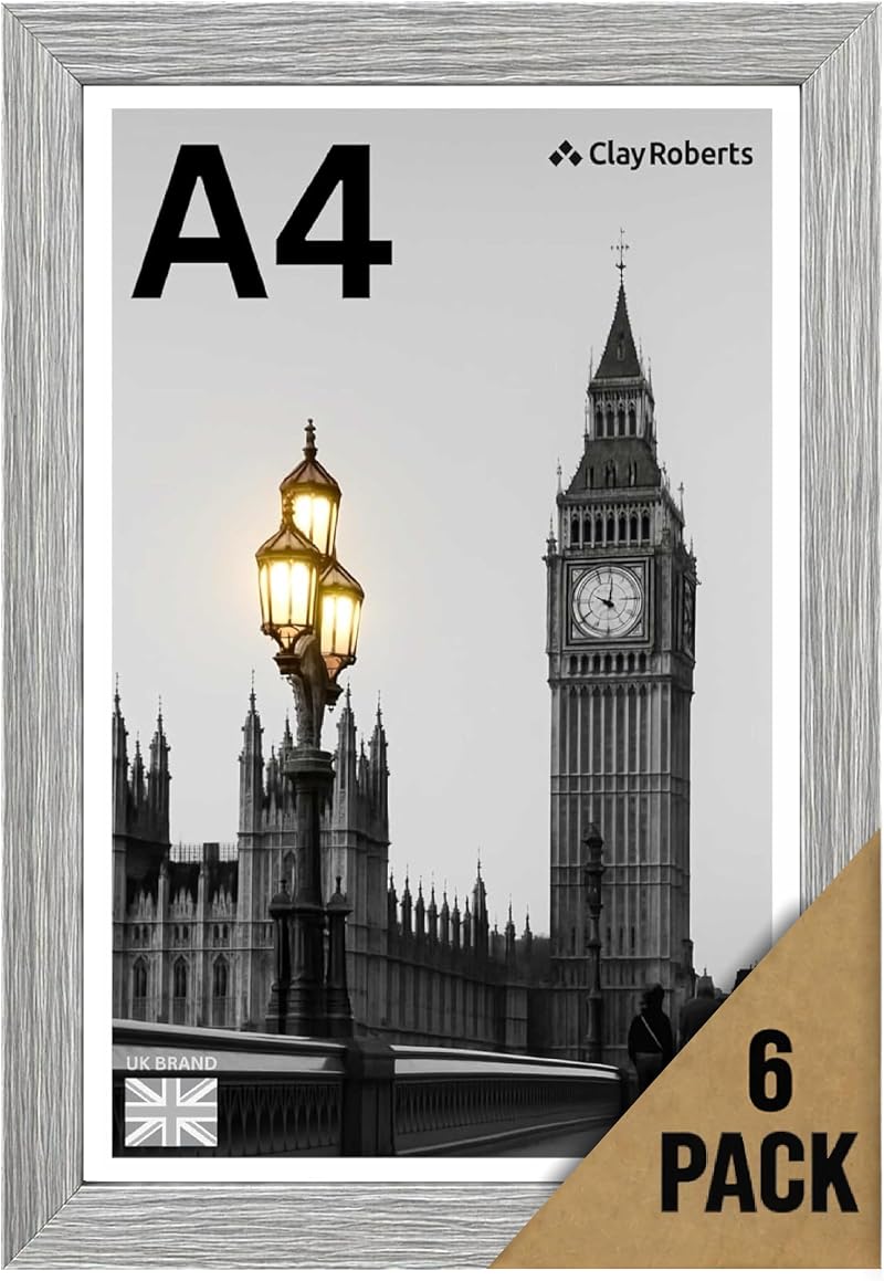 Clay Roberts A4 Light Grey Photo Frame for Certificates & Pictures