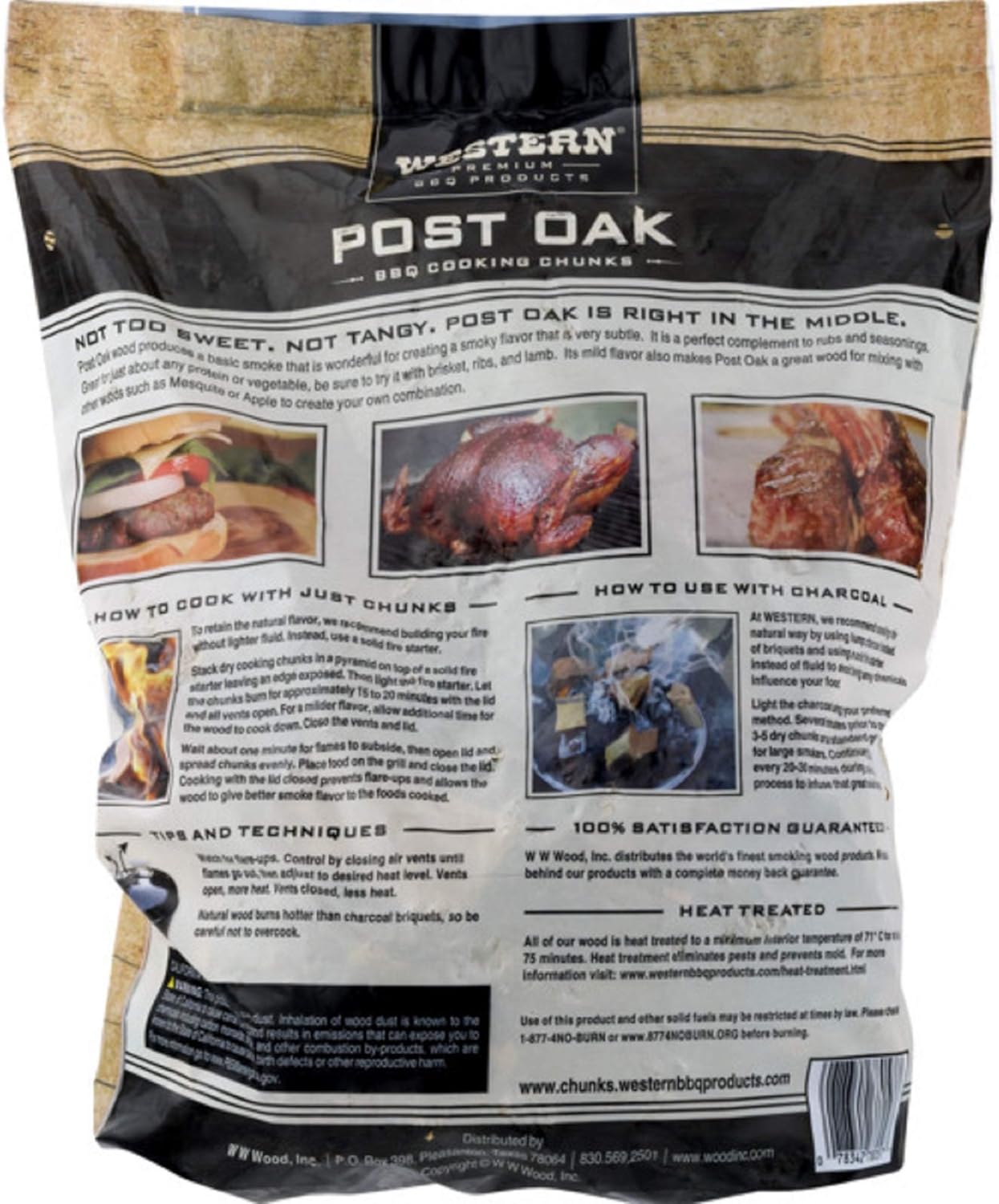 Western Premium BBQ Products Post Oak BBQ Cooking Chunks, 570 cu in : Smoker Chips : Garden & Outdoor