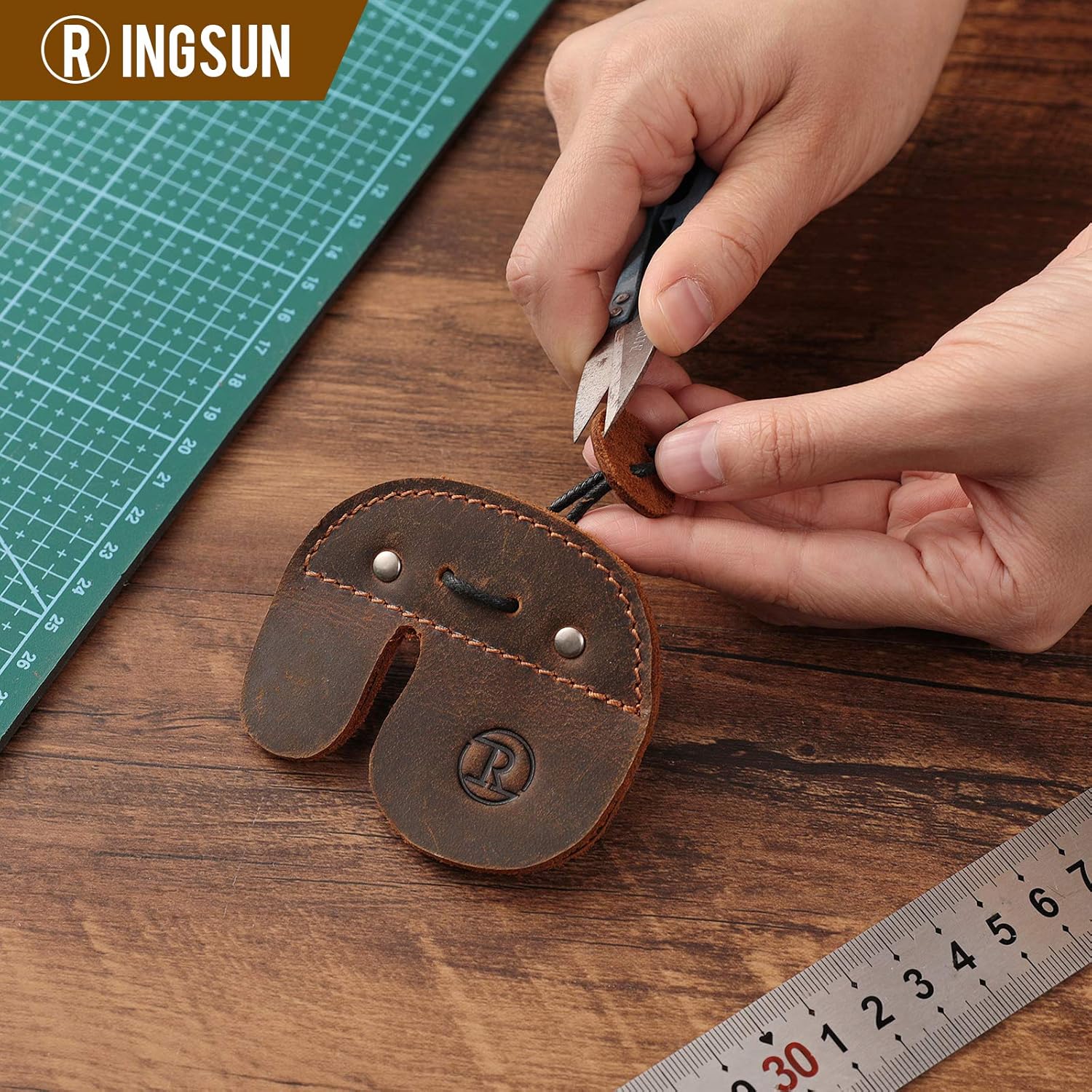 Ringsun Leather Archery Finger Tab Accessories, Handmade Finger Protect Guard for Shooting Practice Gear& Recurve Bow Arrow, Brown, RS02 : Sports & Outdoors