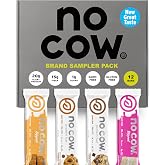 No Cow Vegan Protein Bars, Brand Sampler, 12 Pack | 20g High Plant-Based Protein, High Fiber, Low Sugar, Gluten-Free, Dairy-Free, Soy-Free, Keto-Friendly Snack Bars