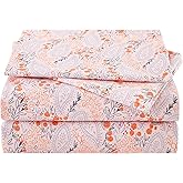 JSD Pink Paisley Floral Sheet Set Queen Size, 4 Piece Soft Printed Microfiber Sheets Extra Deep Pocket
