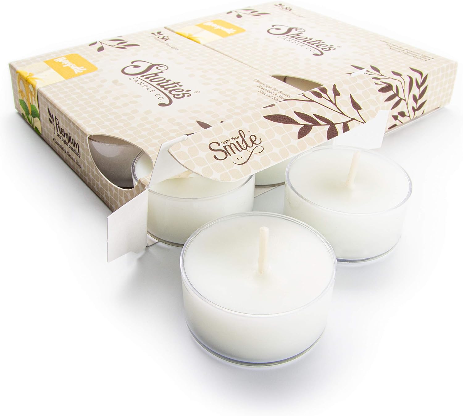 Pure Honeysuckle Tealight Candles Multi Pack (12 White Highly Scented Tea Lights) - Made with Essential & Natural Oils - Clear Cup for Beautiful Candlelight - Flower & Floral Collection