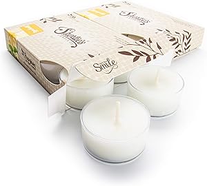 Pure Honeysuckle Tealight Candles Multi Pack (12 White Highly Scented Tea Lights) - Made with Essential & Natural Oils - Clear Cup for Beautiful Candlelight - Flower & Floral Collection