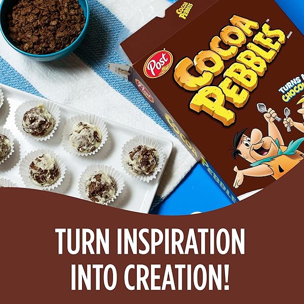 COCOA PEBBLES CEREAL, CHOCOLATEY KIDS BREAKFAST, GLUTEN FREE RICE CRUNCH, 27.5 OZ MEGA SIZE CEREAL BOX