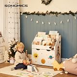 SONGMICS Toy Organiser 3 Shelves Children Bookshelf with Wheels White GKR41WT view 2