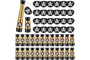 Libima 24 Set Halloween Pirate Eye Patches and Telescopes Sets for Kids, Plastic Pirate Telescopes Patch Bulk for Halloween Party Favors Birthday Supplies(Vintage Style)