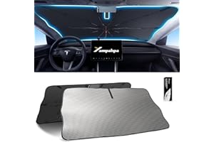 YAMPAHPA [2024 Upgraded] Windshield Sun Shade Umbrella, Car Sun Shade Windshield Nano Ice Crystal Cooling Foldable UV Block, Sunshade for Car Windshield 360° Rotation Bendable Handle for Cars, Sedan (57x31)
