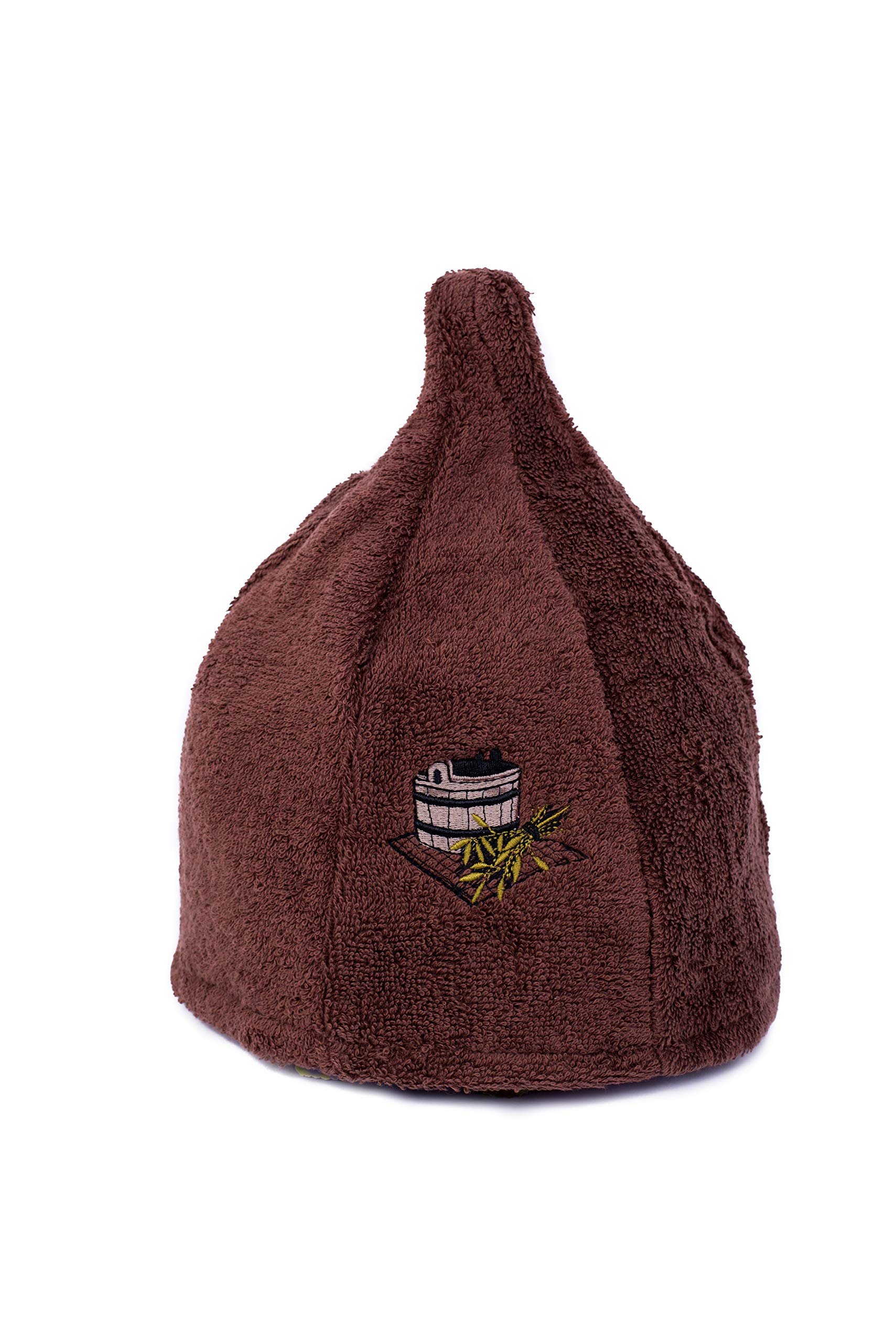 Ger3as Sauna Hat for Men and Women 100% Cotton with Embroidery Wellness Hat Brown