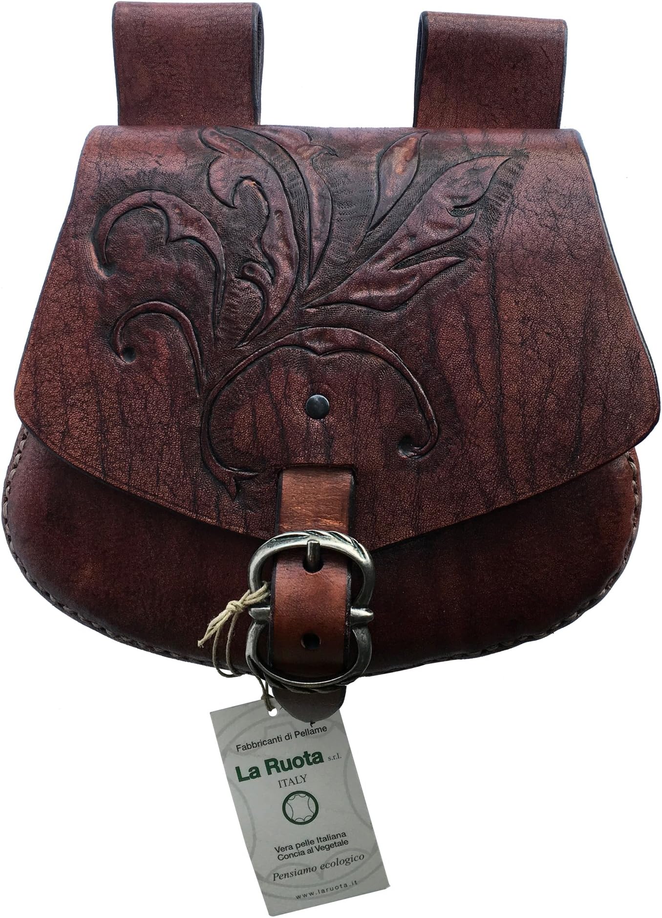 EXETERA Comfortable Scarsella Lancelot Medieval Handmade Decorated Genuine Leather Italian Vegetable Tanning