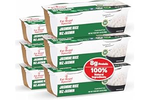 Eat Regal Jasmine Rice Cups, Delicately Fragrant & Fluffy, Ready in 1 Minute, 8g Protein, Zero Sodium, Non-GMO, No Trans Fat 