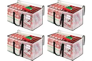 BlissTotes Moving Bags, 4-Pack Storage Bags, Moving Bags Heavy Duty Extra Large, Moving Totes, Clear moving Bags, Reinforced Handles & Tag Pocket, Christmas Totes (125L)