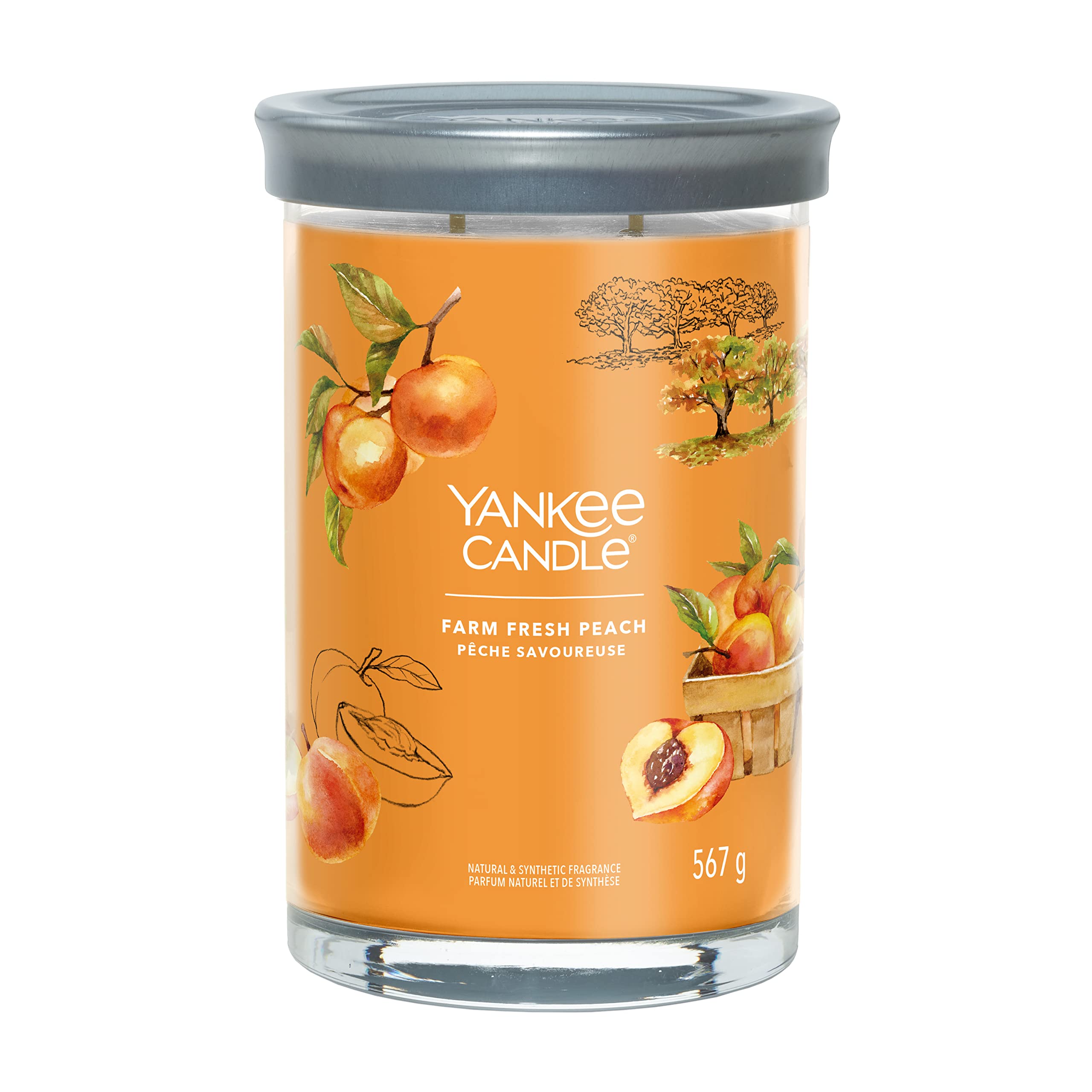 Yankee Candle Signature Scented Candle | Farm Fresh Peach Large Tumbler Candle with Double Wicks | Soy Wax Blend Long Burning Candle | Perfect Gifts for Women