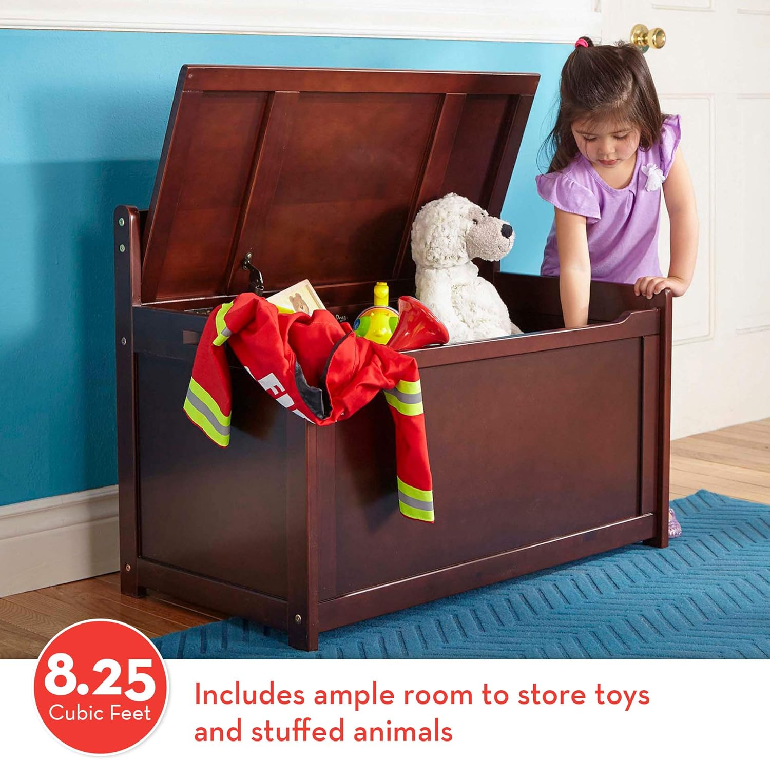 Melissa Doug Wooden Toy Chest, Sturdy Wooden Chest (4.5 Cubic Feet of