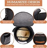 Ohiyoo Large Foldable Felt Hat Box with Lid, Handles, Shoulder Strap - Dark Grey view 4