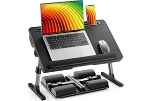 HUANUO Laptop Bed Desk, Laptop Tray Computer Lap Desk for Bed Couch Sofa Floor, Bed Tray for Working, Eating, Foldable Lap Stand Table with Height Adjustment & 35° Adjustable Tilt Angle, HNLD19