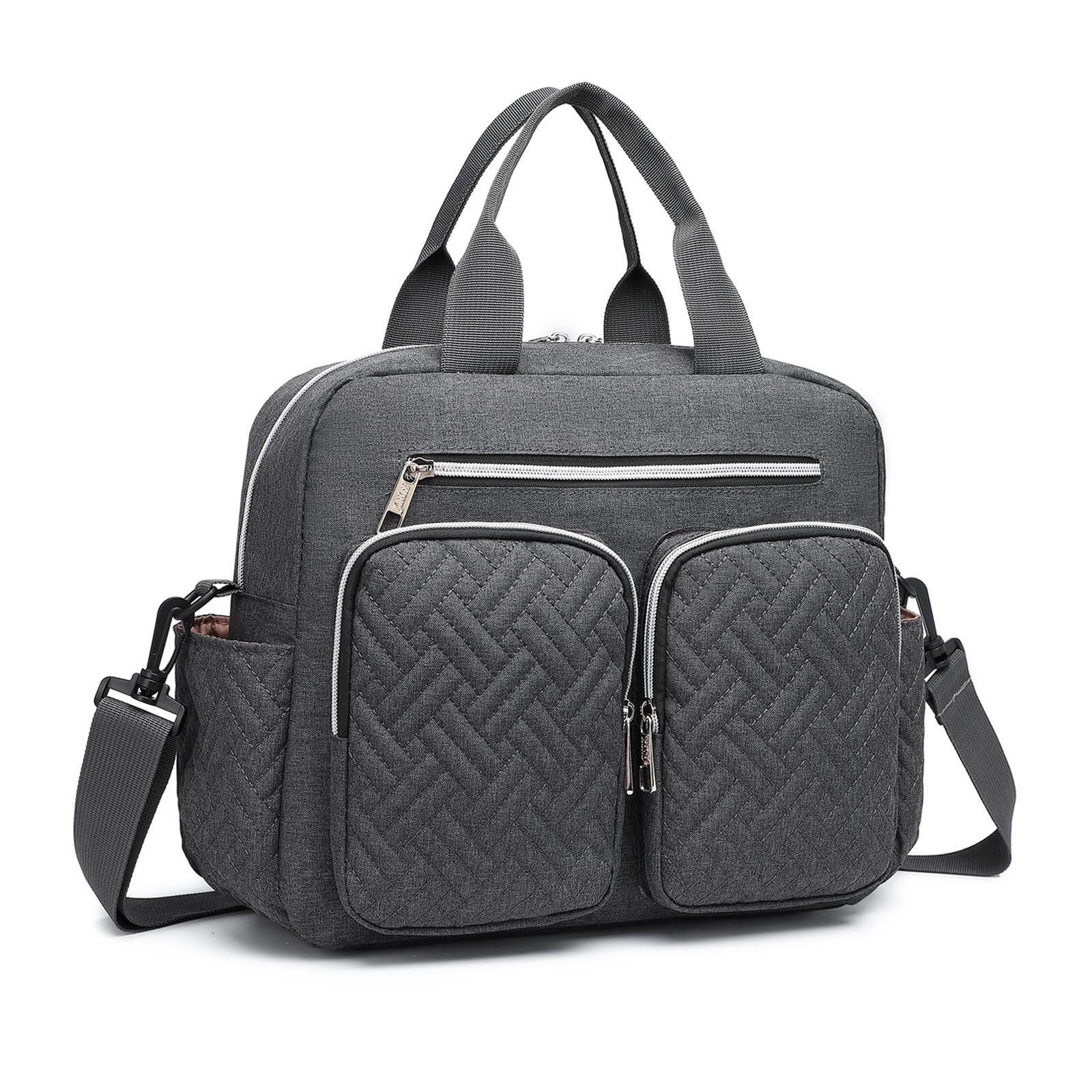 Kono Baby Changing Bag Nappy Changing Bags Multifunctional Baby Diaper Bag, Maternity Messenger for hospital with Insulated Pockets (Dark Grey)