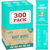 300 Pack Individually Wrapped Body Wipes (8" x 9.5"),No-Rinse Shower Wipe for Adults,Travel,Gym & Camping,Bulk Cleansing Wipes for Homeless