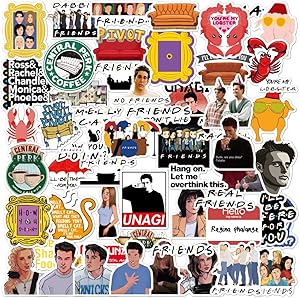 (54pcs) Friends TV Show Merchandise Fans Stickers for Laptop Water Bottle Snowboard Bicycle Skateboard Decal for Kids Teens Adult Waterproof Aesthetic Stickers