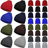 Handepo 24 Pcs Winter Beanie Bulk for Men Women Beanie Hats Bulk Solid Color Winter Hats Cozy Knitted Cuffed Unisex Skull Cap
