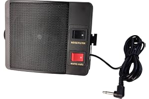 Anteenna TW-08-L Type CB EXTENAL Speaker for Mobile Transceiver (CB Radio) with Swivel Bracket 10W 1.8M Cable with 3.5mm Mono L Type Plug Noise Filter Switch & Mute Switch (-8dB)