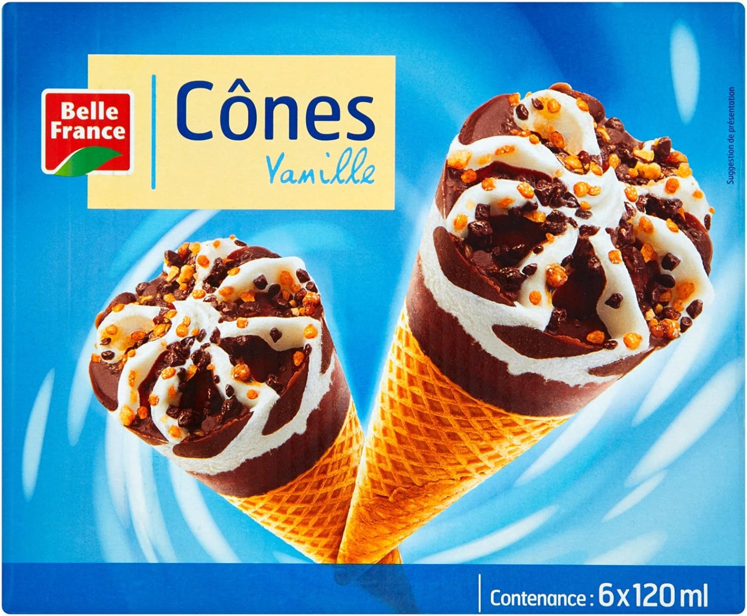 Belle France Crème Glacée Cônes Vanille