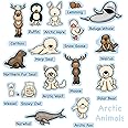 16 Arctic Animals & Their Names Felt Figures Flannel Board Kids Story Set Activity Pages (Precut Ready to Play)