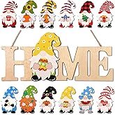 Yookeer 13 Pcs Interchangeable Home Gnome Wood Sign 3D Easter Spring Seasonal Door Decor Rustic Farmhouse Home Decoration for Holiday Wall Decor Gift(Wood Color)