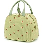 Bluboon Lunch Bag for Women Men Cute Corduroy Lunch Tote Bags Reusable Insulated Lunch Box Large Capacity Reusable Insulated Cooler for Work Picnic or Travel