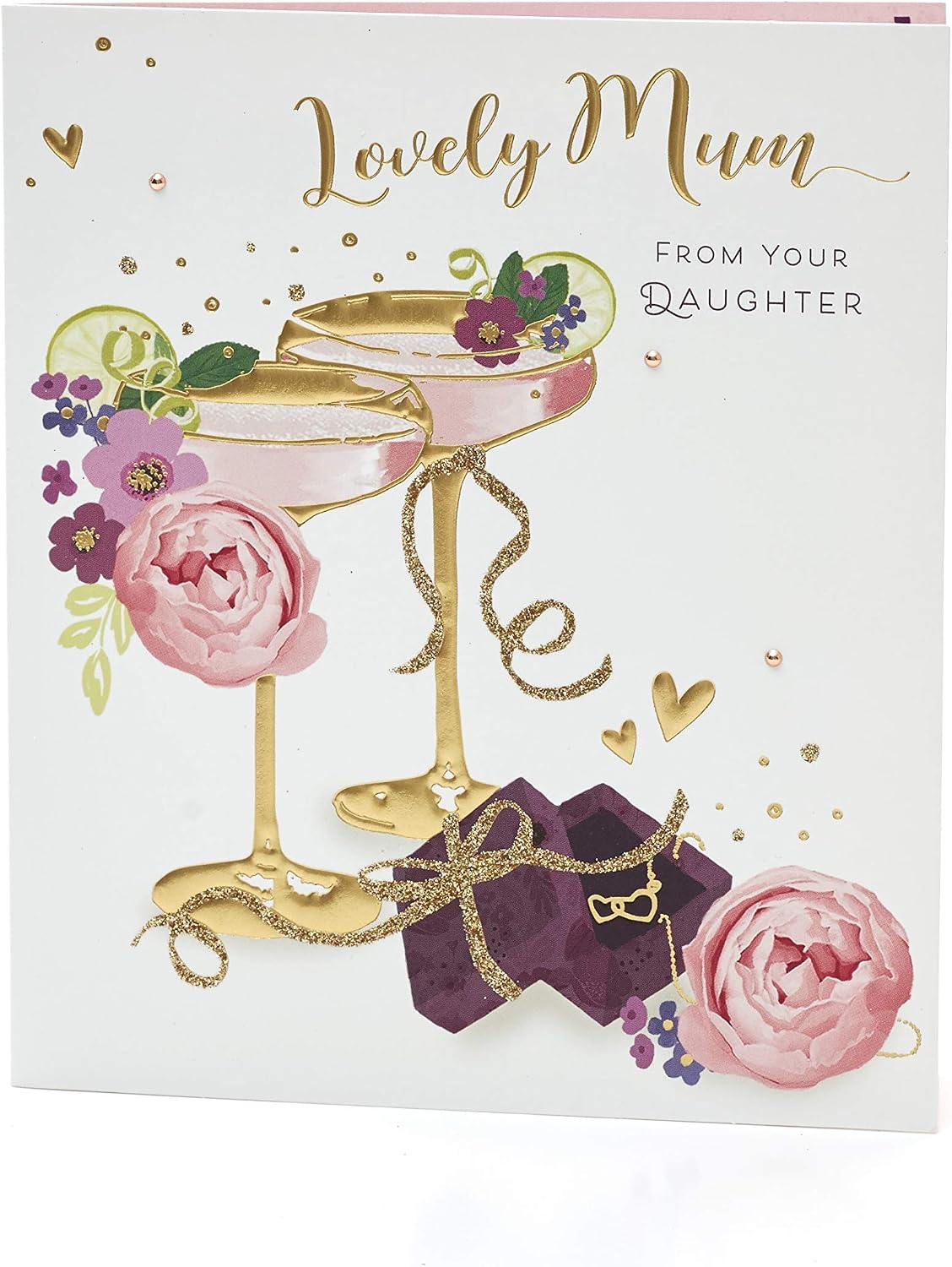UK Greetings Mother's Day Card from Daughter With Envelope - Sparkling Cocktail Design, Multi
