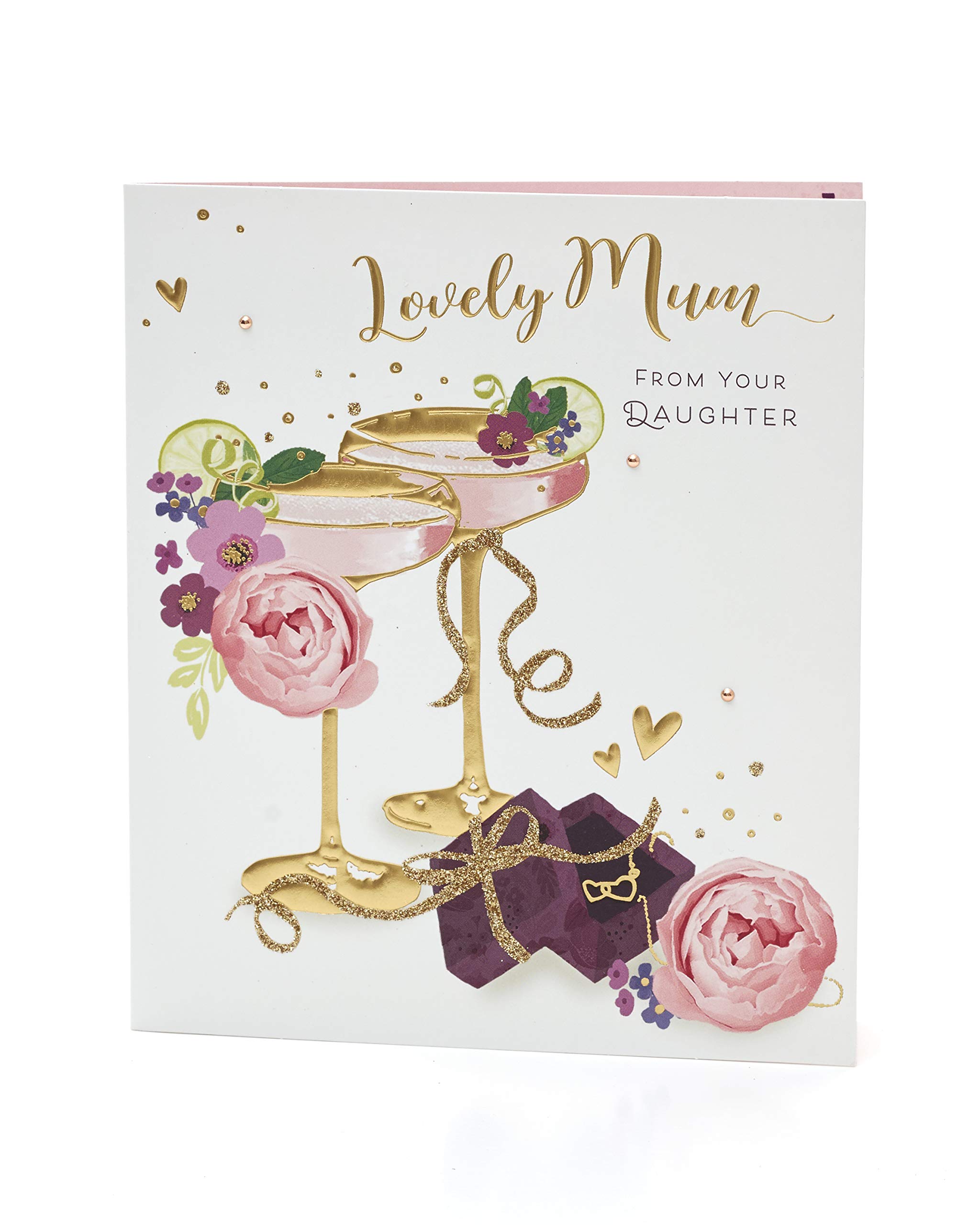 UK Greetings Mother's Day Card from Daughter With Envelope - Sparkling Cocktail Design