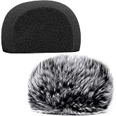ChromLives Windscreen Microphone Wind Muff, Foam Wind Screen Wind Cover Compatible with Zoom H5 H6 Portable Handy Recorder Furry &amp; Foam 2Pack