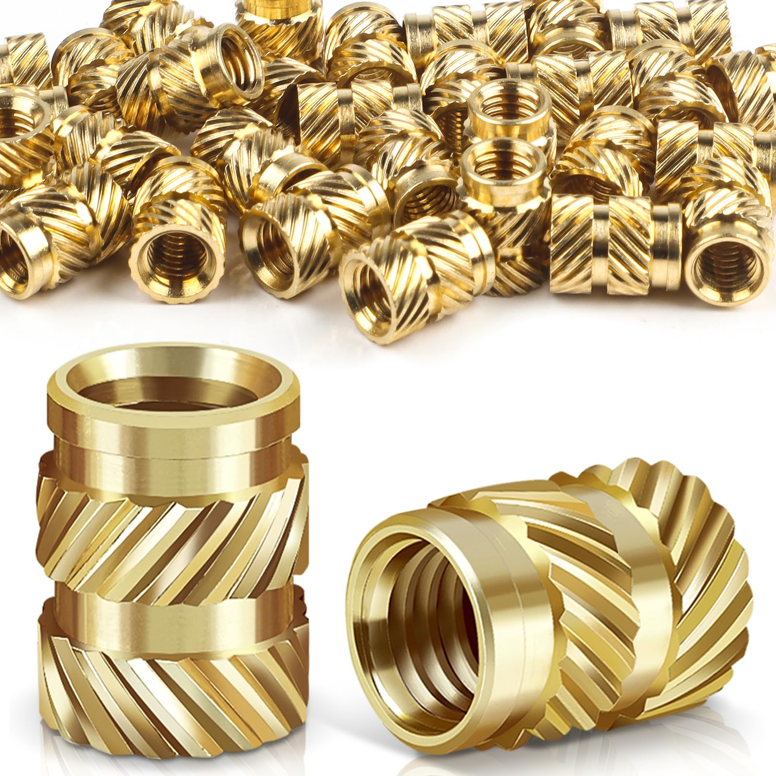 Caianwin 30PCS Thread Insert M5 Brass Heat Set Insert for for Plastic and 3D Printing Components - Brass Metric Knurled Nuts