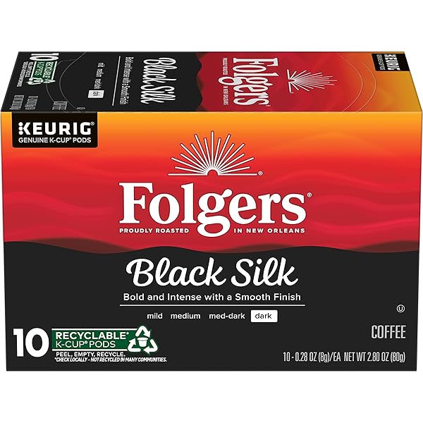FOLGERS BLACK SILK COFFEE, DARK ROAST, KEURIG K-CUP...