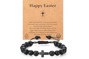 Lamyba Easter Gifts for Teens/Boys/Girls/Kids, Easter Basket Stuffers Essentials, Christian Adjustable Cross Bracelets, Black and Blue