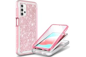 NZND Case for Samsung Galaxy A32 5G with [Built-in Screen Protector], Full-Body Protective Shockproof Rugged Bumper Cover, Impact Resist Durable Phone Case (Glitter Rose Gold)