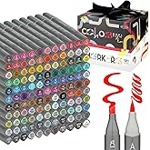 GC QUILL Alcohol Markers Brush Tip - 121 Colors Art Markers with Brush & Chisel Dual Tip for Artists, Adult coloring sketching, illustration Craft Card Making GC-MK121