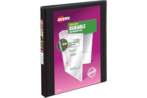 Avery Durable View 3 Ring Binder, 1/2 Inch Slant Rings, 1 Black Binder (17001)