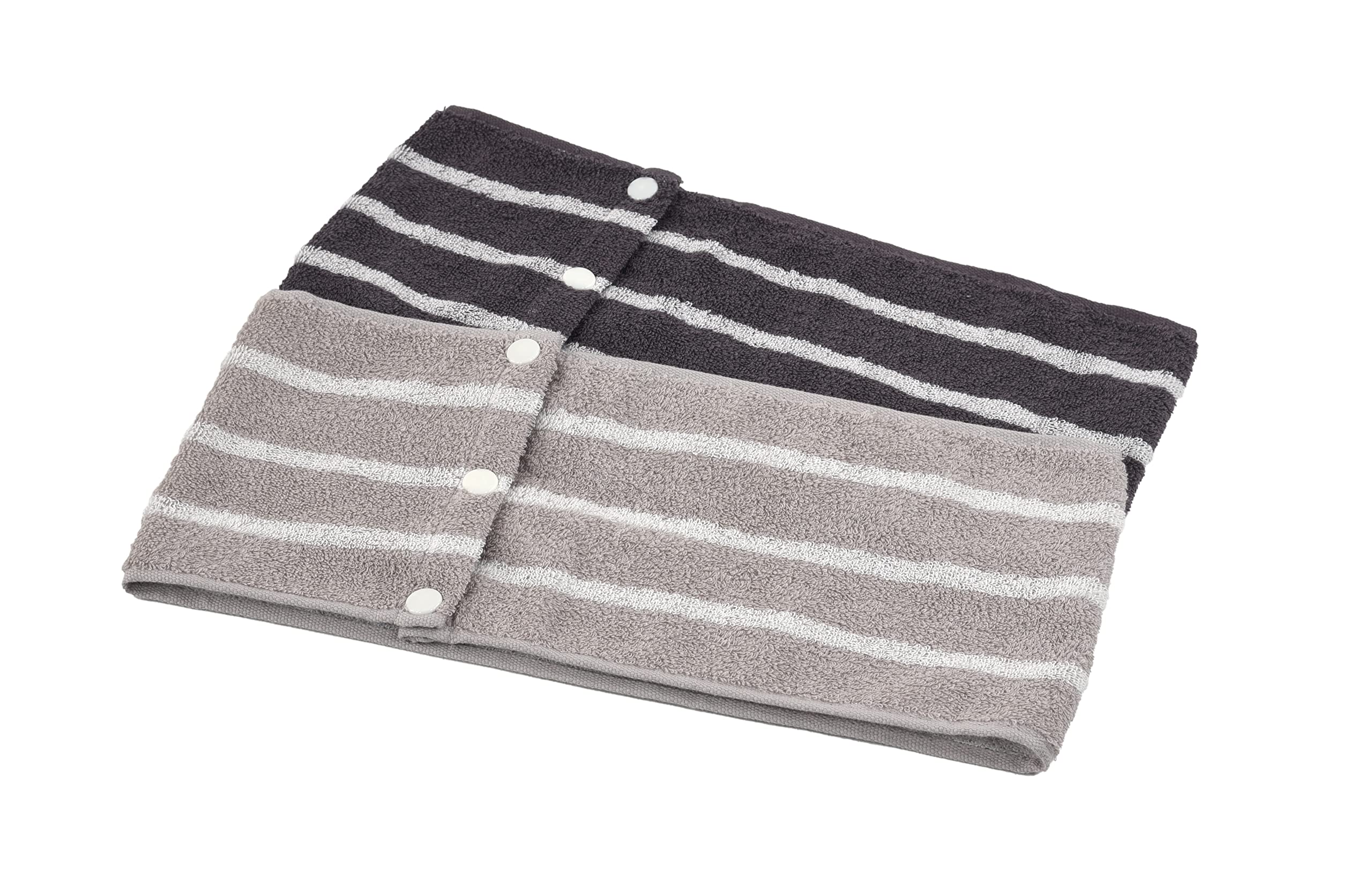 Kosugizen スリムフェイスタオル くるくるタオル ストライプ 2色各1枚入 16×80㎝ ボタンで止めてくるくる回せる 便利なサイズ 2枚セット ZG-185-2商品画像