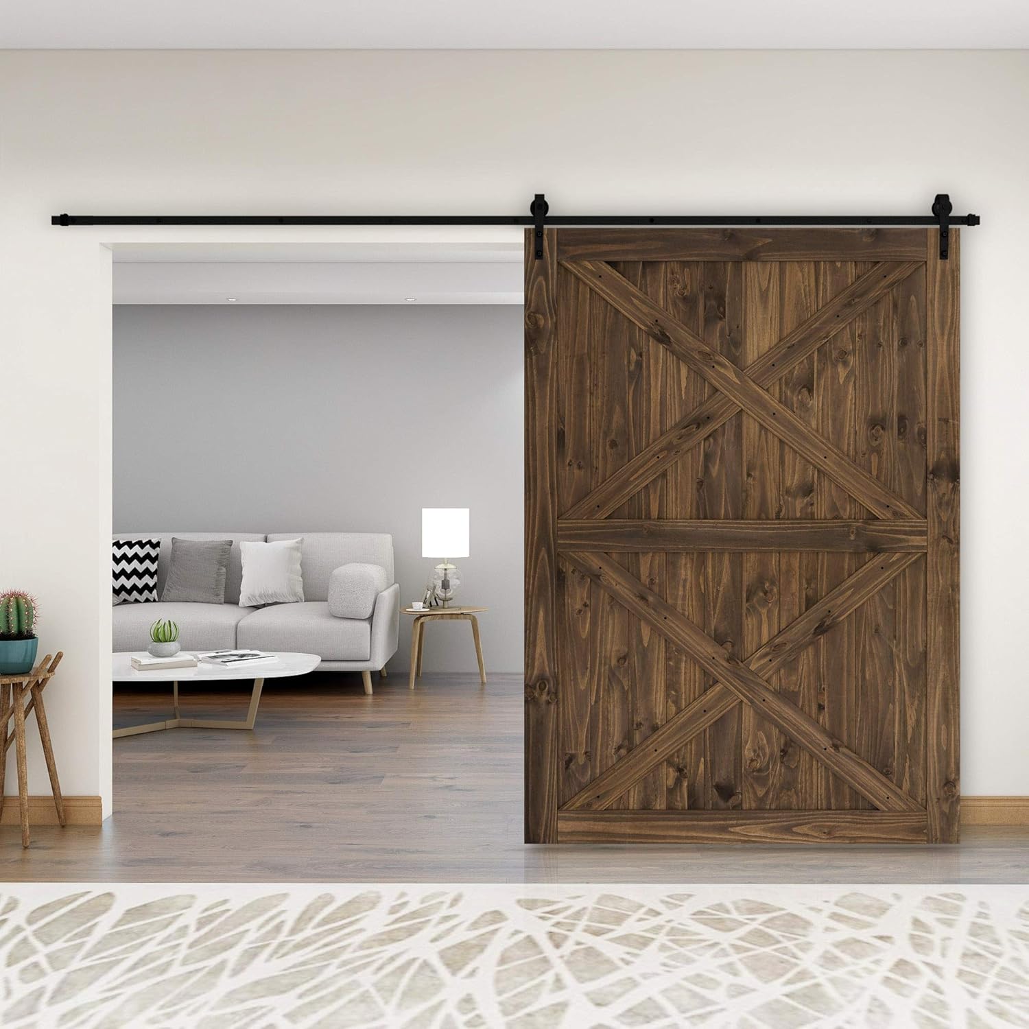 BELLEZE 60" x 84" Heavy Duty Sliding Barn Door Sturdy Solid
