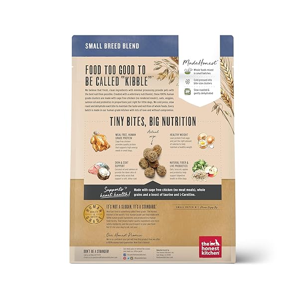 THE HONEST KITCHEN WHOLE FOOD CLUSTERS SMALL BREED WHOLE GRAIN CHICKEN DRY DOG FOOD, 1 LB TRIAL POUCH