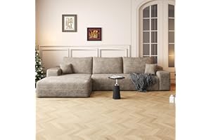 AUGOP 108" Sectional Couches for Living Room Modern Modular Sofa with L-Shape Couchs Upholstered Boneless Couch Deep Seat Sectional Couch with Chaise (Camel, Left Facing Chaise+2Seaters)